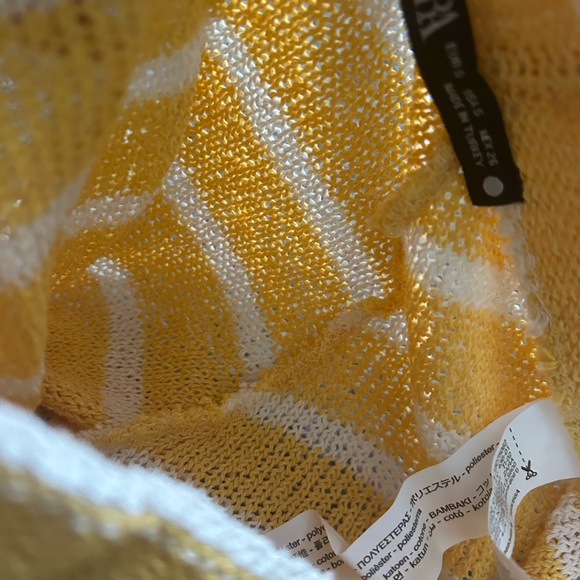ZARA yellow striped wide leg high waisted rustic trousers size small - Picture 7 of 7